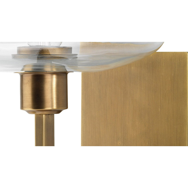 Antique Brass and Clear Glass Modern Wall Sconce