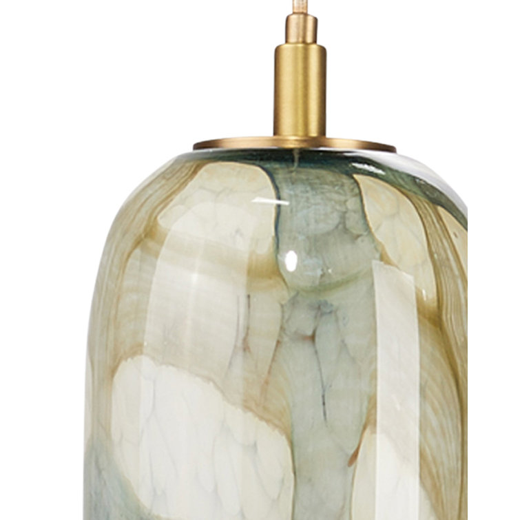 Hand-Blown Pale Blue and Brown Glass Pendant Light