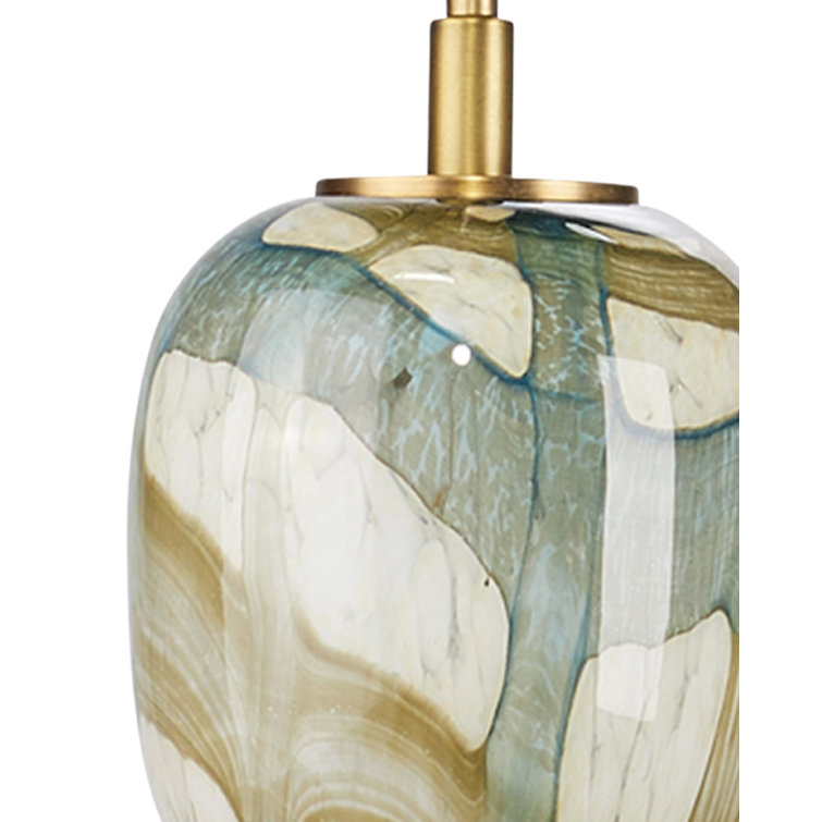 Hand-Blown Pale Blue and Brown Glass Pendant Light