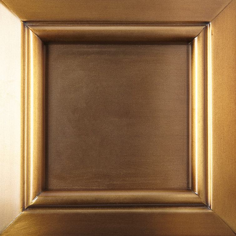 Lighted Poplar and Dark Brass China Cabinet with Glass Shelves