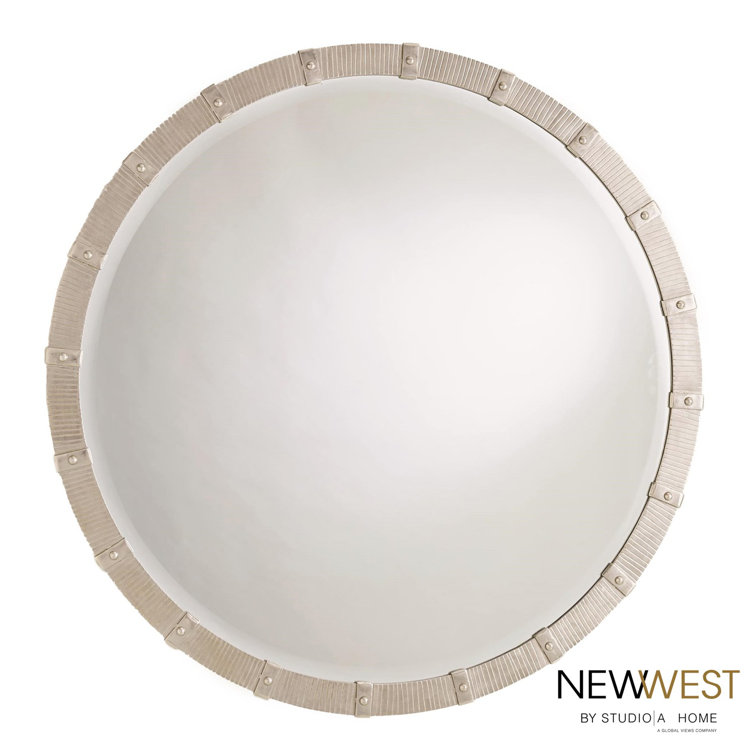 Galleon Round Wood and Nickel 42" Mirror