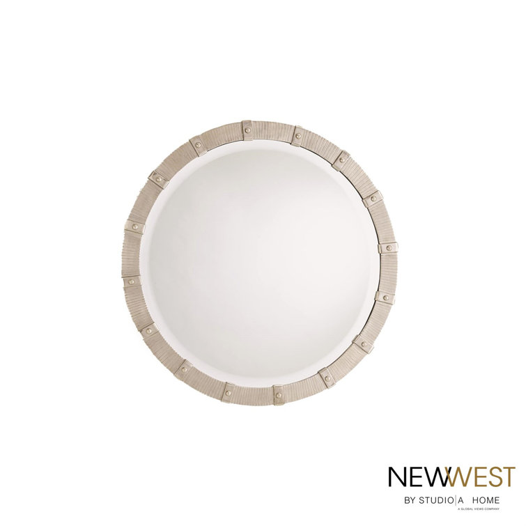 Galleon Round Wood and Nickel 42" Mirror