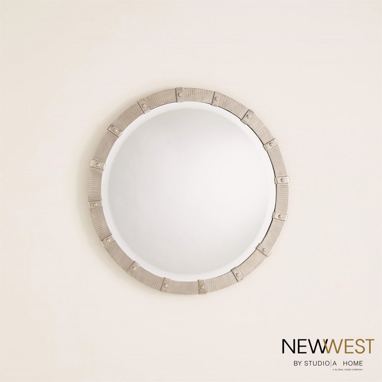 Galleon Round Wood and Nickel 42" Mirror