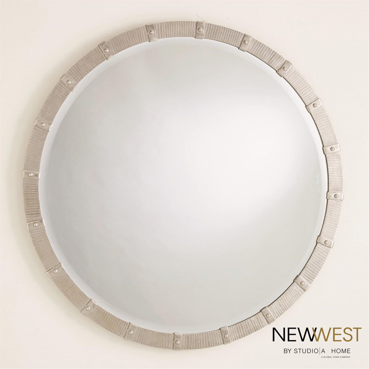 Galleon Round Wood and Nickel 42" Mirror