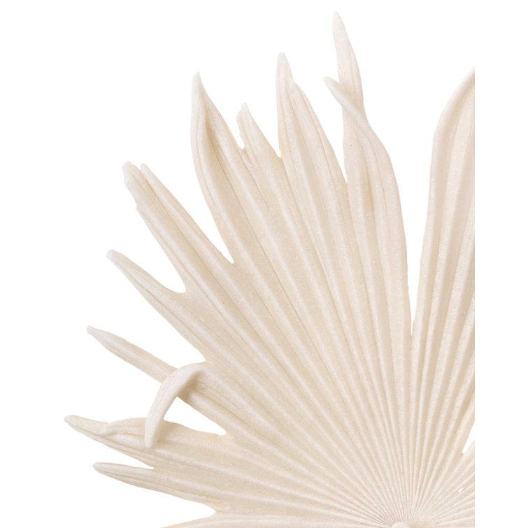 Modern Island Leaf Wall Figurine in Off-White Resin