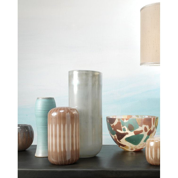 Handmade Blue and Beige Ceramic Decorative Table Vase