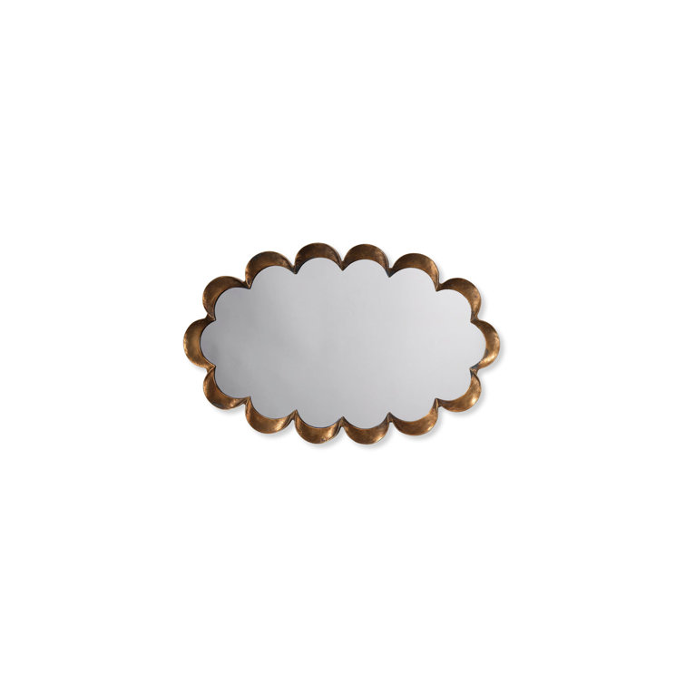 Antique Brass Scalloped Rectangular Wall Mirror