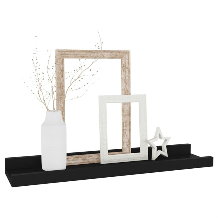 Sleek Black MDF Floating Wall Shelf for Modern Decor, 15.7"