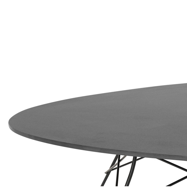 Elegant Round Marble Dining Table with Matt Black Steel Base