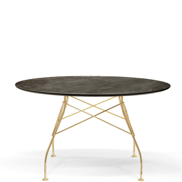 Symphonie Marble and Gold 50" Round Dining Table
