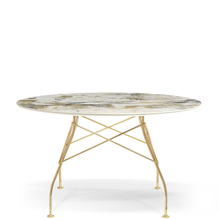 Citterio Luxe 50" Round Aged Bronze Marble Dining Table