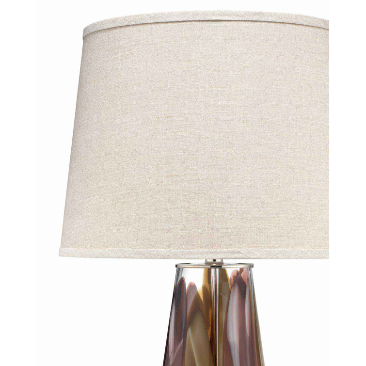 Plum and Silver Glass Table Lamp with Natural Linen Shade