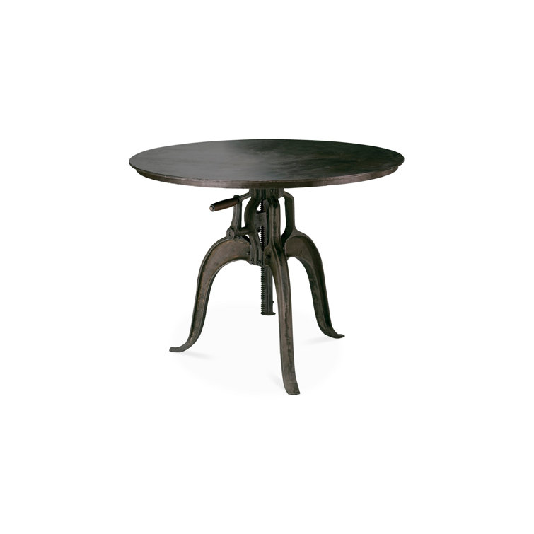 Gunmetal Gray Round Industrial Crank Counter Height Table