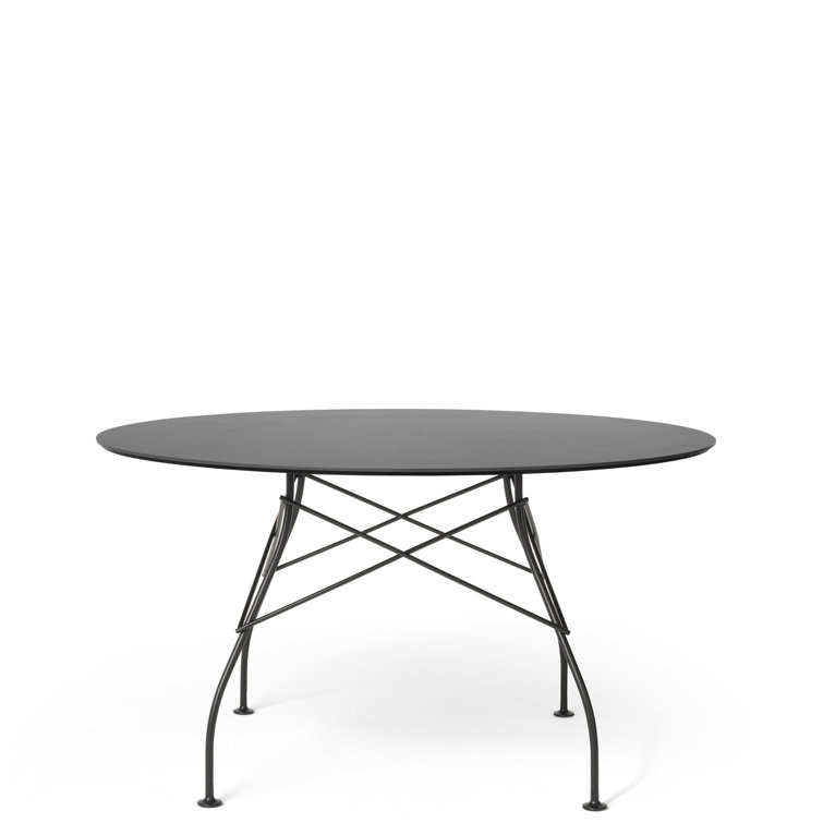 Elegant Round Marble Dining Table with Matt Black Steel Base