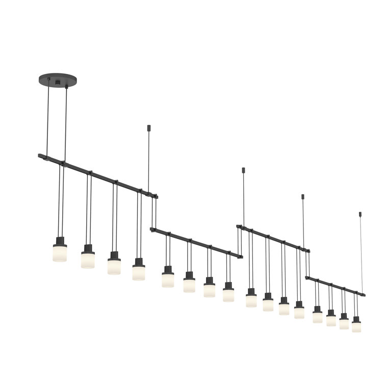 Suspenders Satin Black 16-Light LED Glass Kitchen Island Pendant
