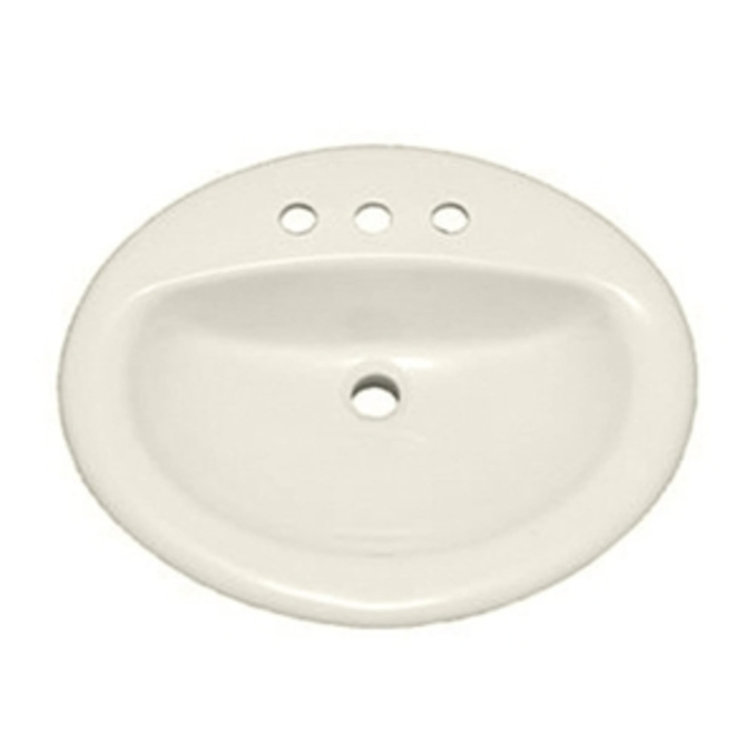 Biscuit Ceramic Oval Drop-In Bathroom Sink with Overflow