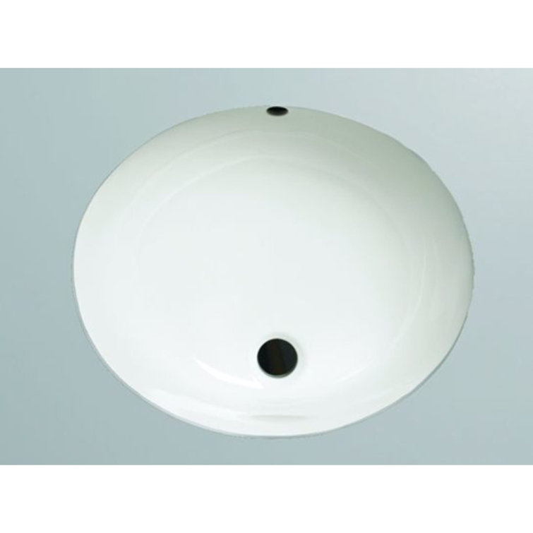 White Oval Ceramic Undermount Bathroom Sink with Overflow