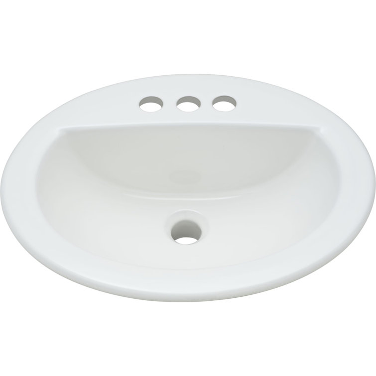 White Ceramic Oval Drop-In Bathroom Sink with Overflow