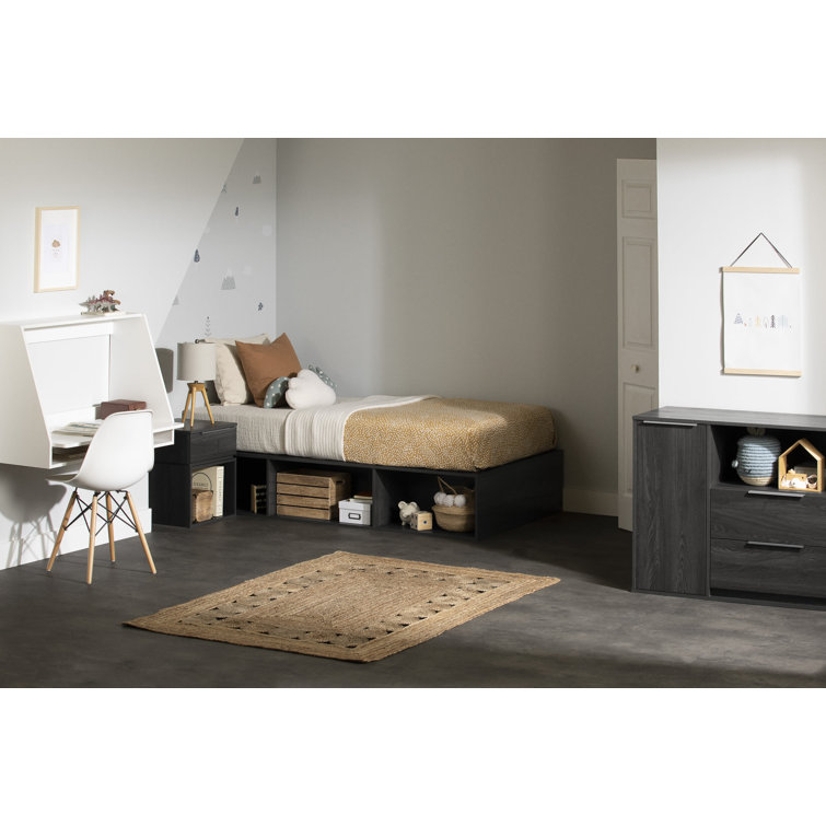 Gray Oak 1-Drawer Minimalist Nightstand