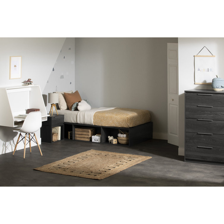 Gray Oak 1-Drawer Minimalist Nightstand