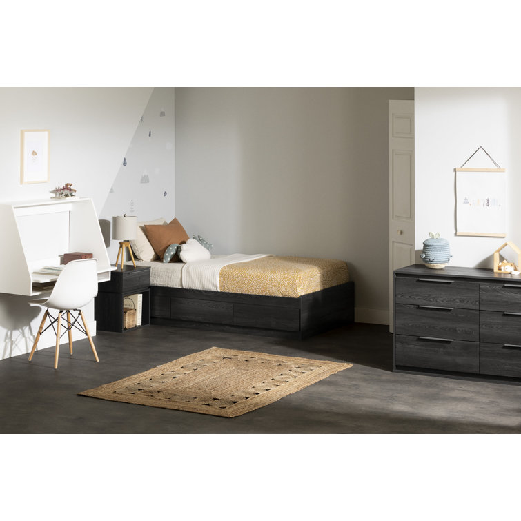 Gray Oak 1-Drawer Minimalist Nightstand