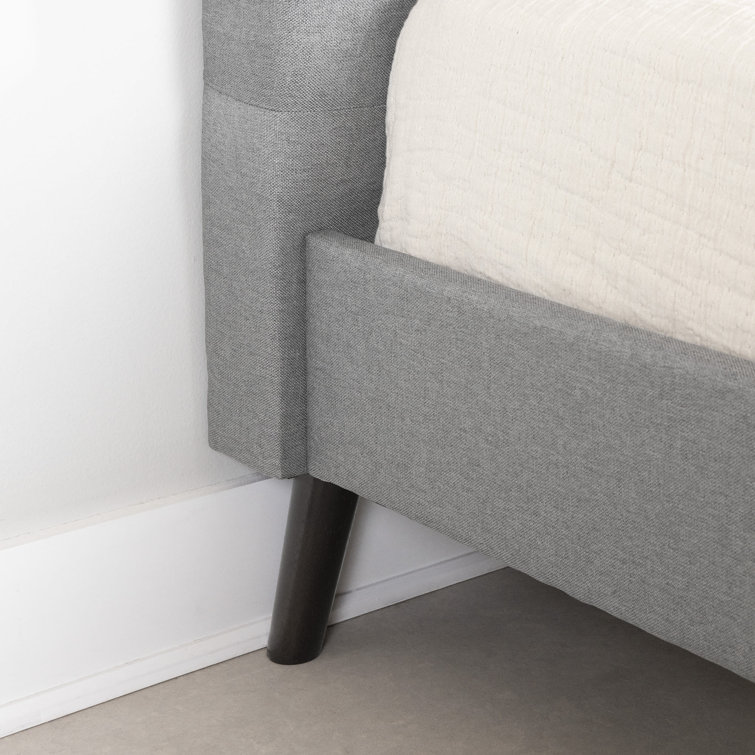Twin Fusion Medium Gray Upholstered Platform Bed with Tufted Headboard
