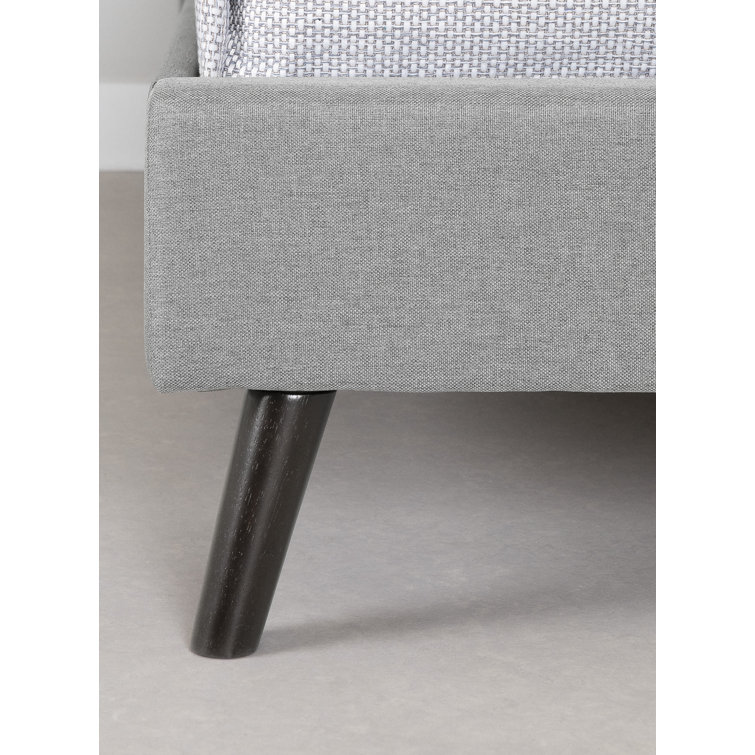 Twin Fusion Medium Gray Upholstered Platform Bed with Tufted Headboard