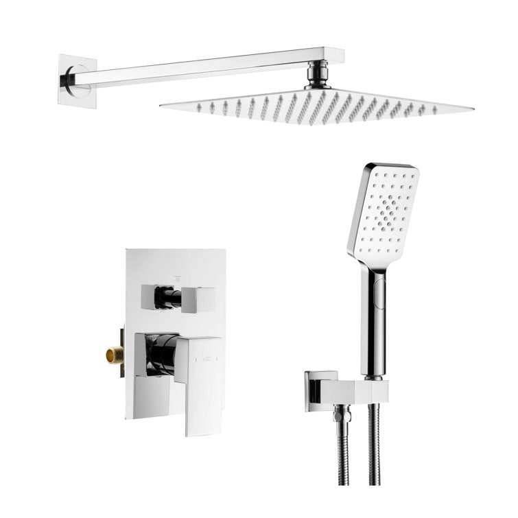 Chrome Wall Mounted Shower System with Handheld Mist and Rain Modes