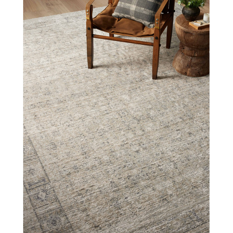 Taupe and Dove Round Wool and Synthetic Area Rug