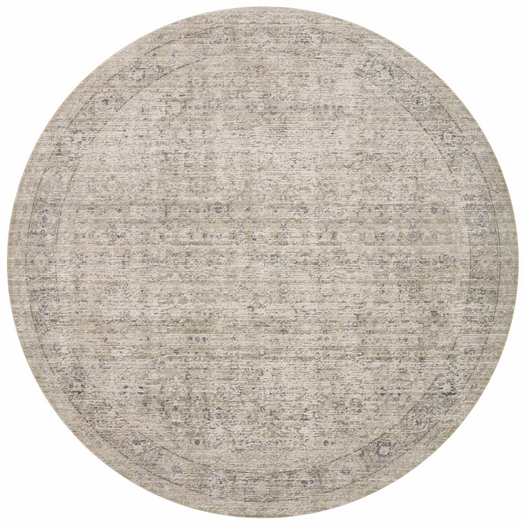 Taupe and Dove Round Wool and Synthetic Area Rug