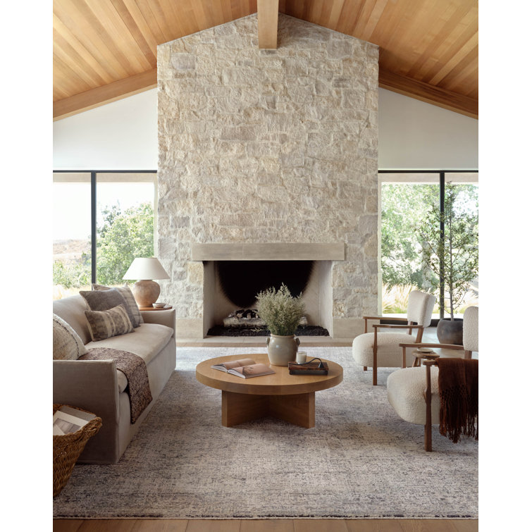 Gray Synthetic Square Low Pile Area Rug