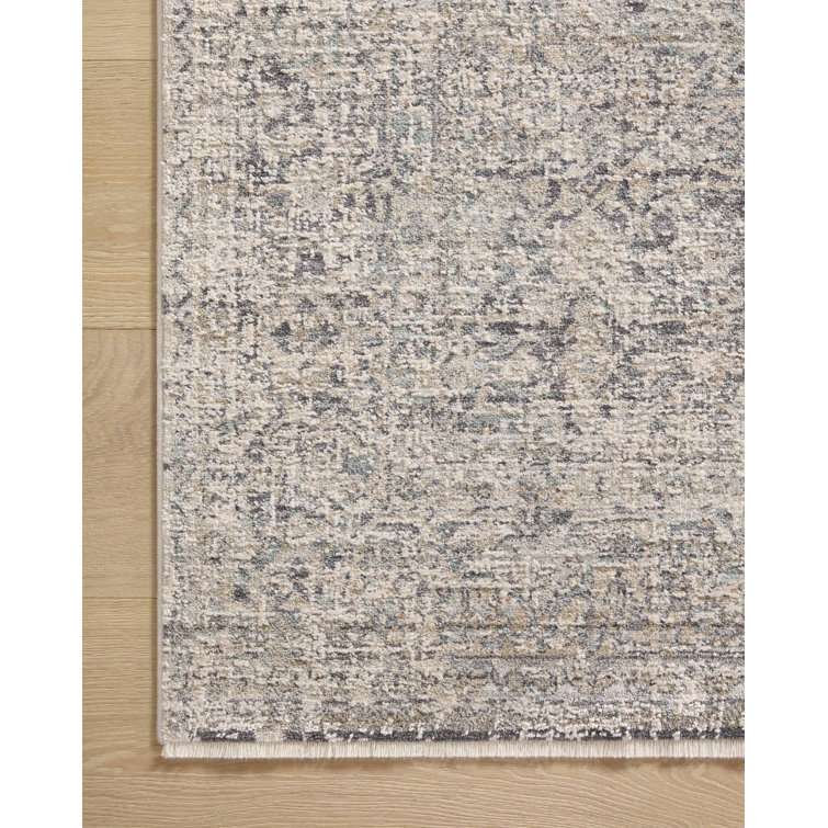 Gray Synthetic Square Low Pile Area Rug