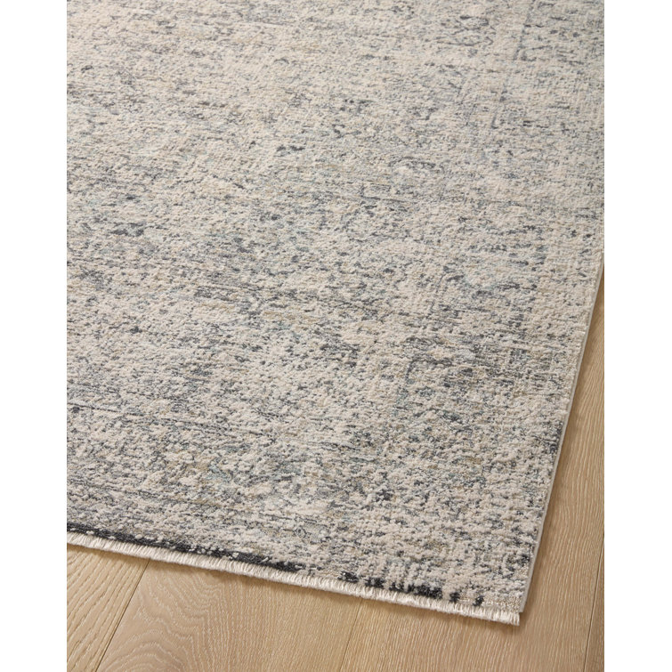 Gray Synthetic Square Low Pile Area Rug