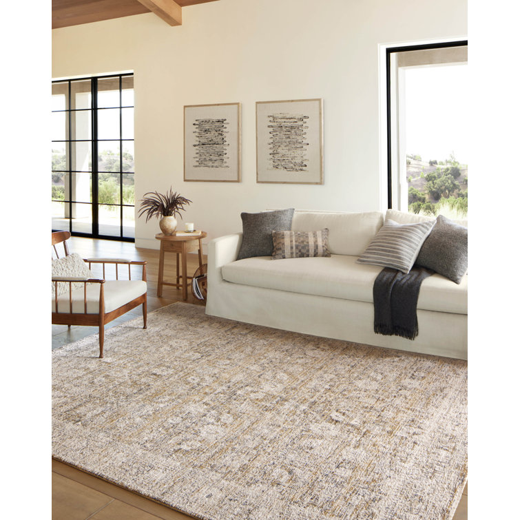Amber Lewis Gold and Beige Wool Runner Rug