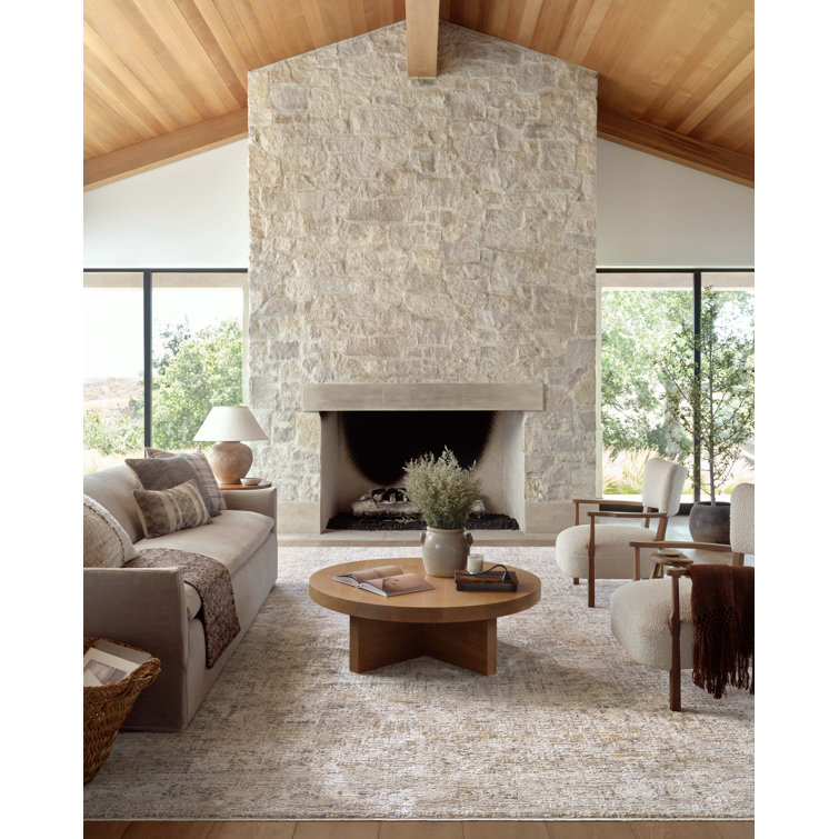 Amber Lewis Gold and Beige Wool Runner Rug
