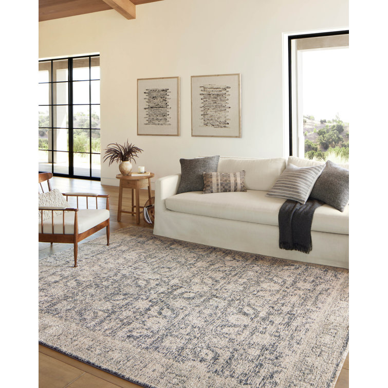 Amber Lewis Charcoal and Beige Wool Blend Rectangular Area Rug