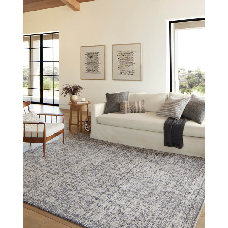 Charcoal and Dove Round Wool Synthetic Area Rug 7'10"