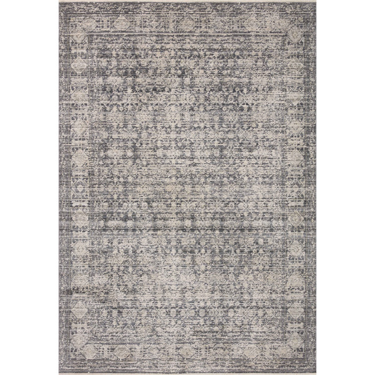 Charcoal and Dove Round Wool Synthetic Area Rug 7'10"