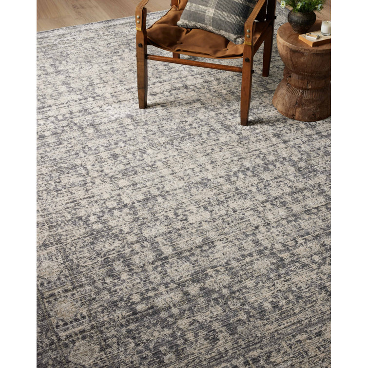 Charcoal and Dove Round Wool Synthetic Area Rug 7'10"