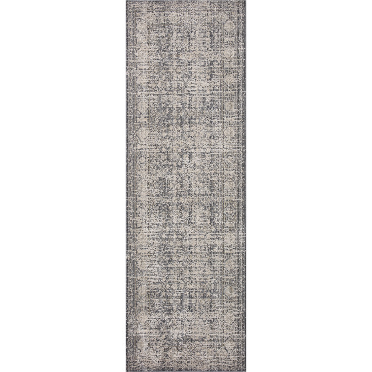 Charcoal and Dove Round Wool Synthetic Area Rug 7'10"