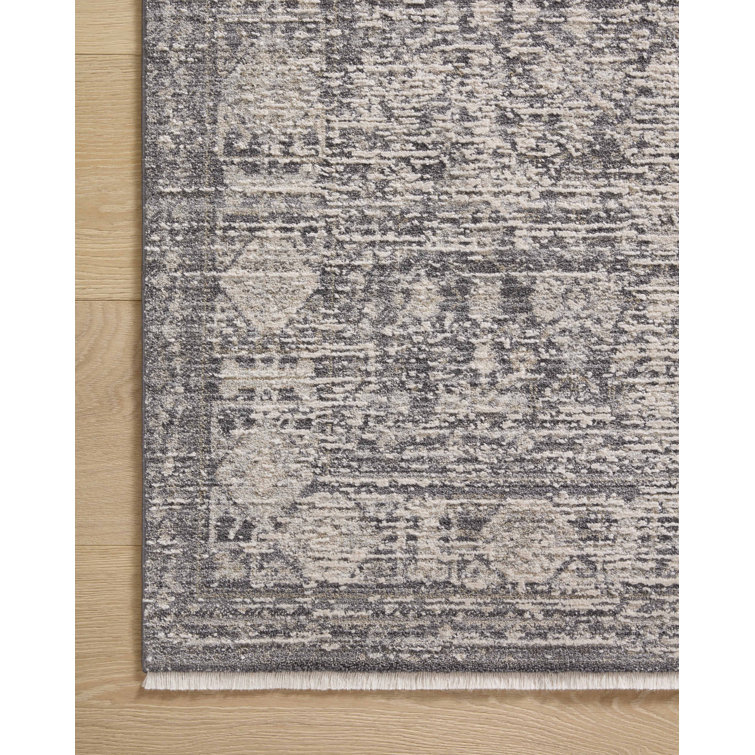 Charcoal and Dove Round Wool Synthetic Area Rug 7'10"