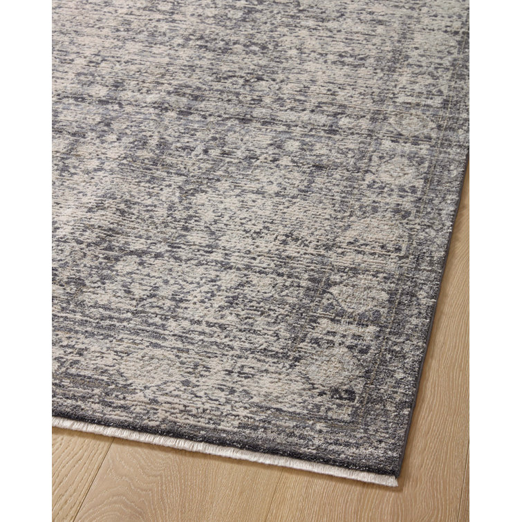 Charcoal and Dove Round Wool Synthetic Area Rug 7'10"