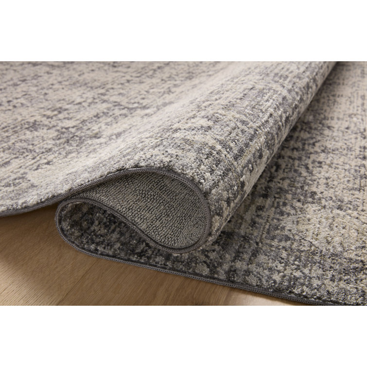 Charcoal and Dove Round Wool Synthetic Area Rug 7'10"