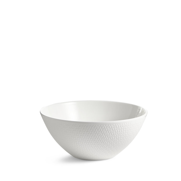 White Embossed Ceramic Geometric Cereal Bowl