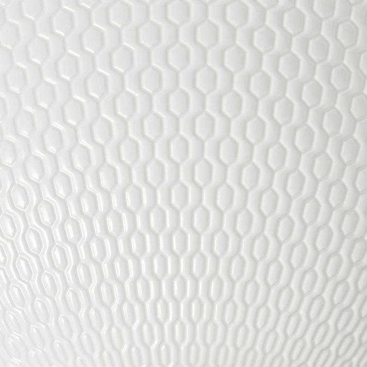White Embossed Ceramic Geometric Cereal Bowl