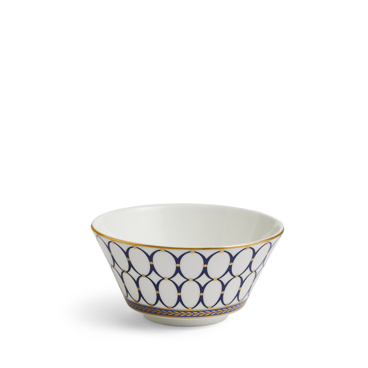 Renaissance Gold and Blue Ceramic Rice Bowl