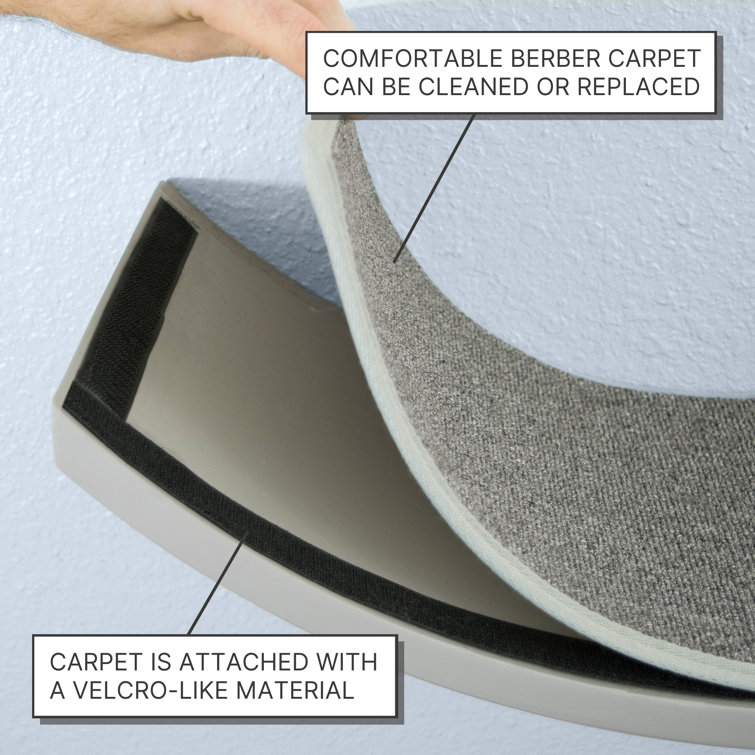 Smoke Gray Curved Wood Wall Mount Cat Shelf