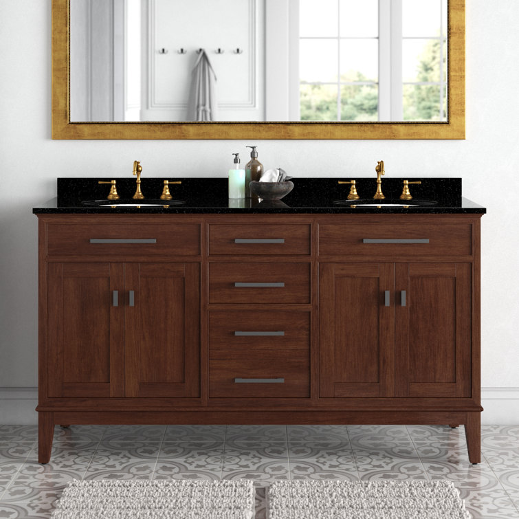 Madison 60" Tobacco Double Vanity with Carrera Marble Top