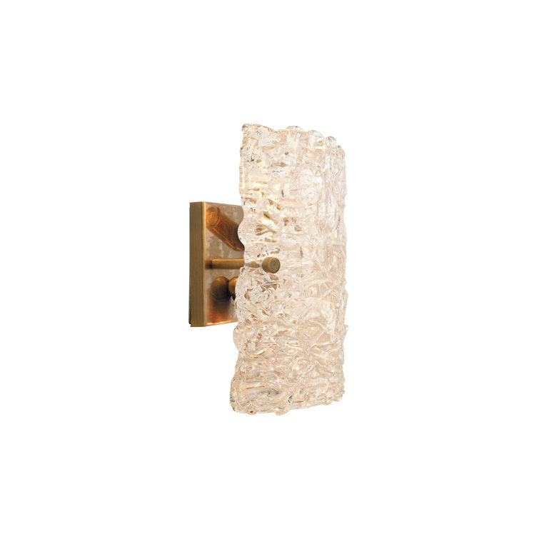 Antique Brass Dual-Light Sconce with Textured Glass