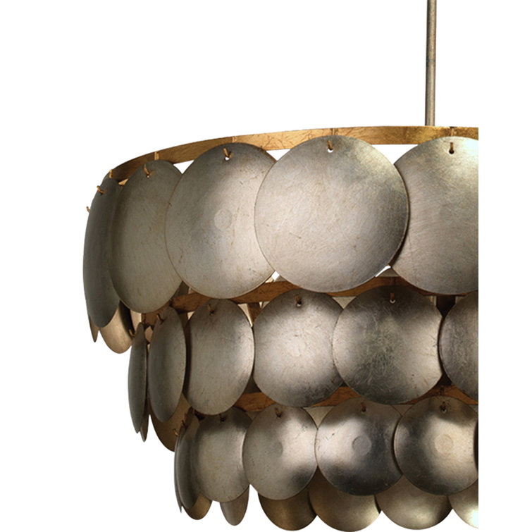 Calypso Champagne Leaf 4-Light Tiered Chandelier with Gold Accents